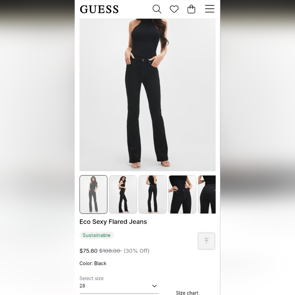 GUESS Black Denim Flare Jeans